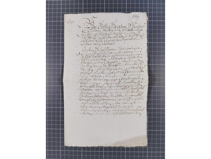 1709/1950, über 130 Briefe, Karten und Ganzsachen mit früher Botenpost, ca. 35 KZ- und Ghettopost-Belege mit u.a. zwei Karten