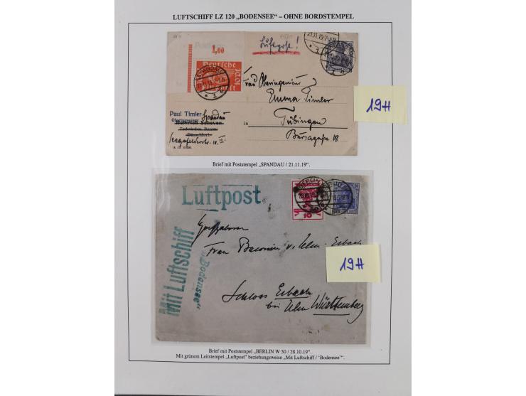 1919/1933, fast 30 Briefe und Karten mit Schwerpunkt bei der “Bodensee”-Post mit u.a. Sieger Nr. 19A, 19Ac, 19Ae, zwei fehler