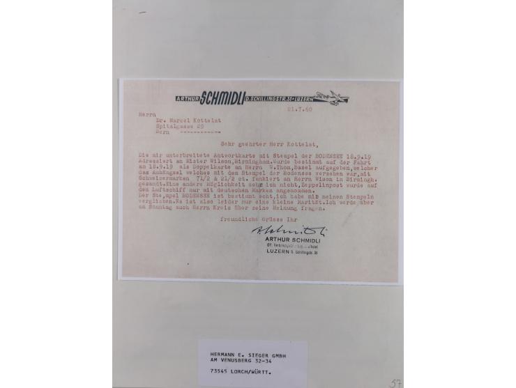 1919/1933, fast 30 Briefe und Karten mit Schwerpunkt bei der “Bodensee”-Post mit u.a. Sieger Nr. 19A, 19Ac, 19Ae, zwei fehler