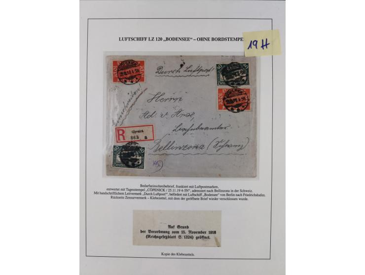 1919/1933, fast 30 Briefe und Karten mit Schwerpunkt bei der “Bodensee”-Post mit u.a. Sieger Nr. 19A, 19Ac, 19Ae, zwei fehler