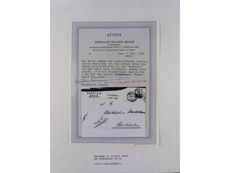 1919/1933, fast 30 Briefe und Karten mit Schwerpunkt bei der “Bodensee”-Post mit u.a. Sieger Nr. 19A, 19Ac, 19Ae, zwei fehler