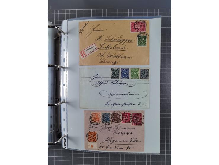 1920/23, interessante Sammlung mit ca. 570 Briefen, Karten und Ganzsachen inkl. Dienstmarken. Dabei Einzel- und Mehrfachfrank