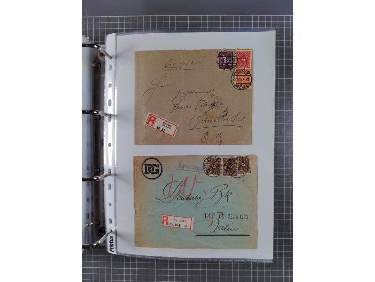 1920/23, interessante Sammlung mit ca. 570 Briefen, Karten und Ganzsachen inkl. Dienstmarken. Dabei Einzel- und Mehrfachfrank