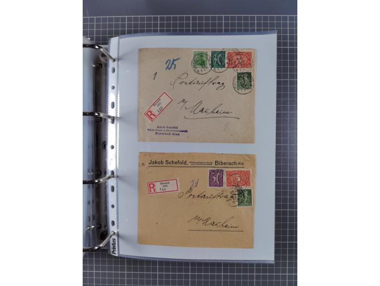 1920/23, interessante Sammlung mit ca. 570 Briefen, Karten und Ganzsachen inkl. Dienstmarken. Dabei Einzel- und Mehrfachfrank