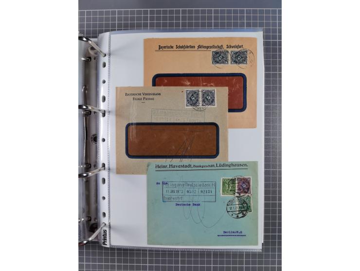 1920/23, interessante Sammlung mit ca. 570 Briefen, Karten und Ganzsachen inkl. Dienstmarken. Dabei Einzel- und Mehrfachfrank