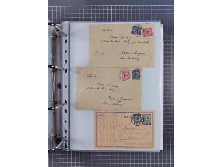 1920/23, interessante Sammlung mit ca. 570 Briefen, Karten und Ganzsachen inkl. Dienstmarken. Dabei Einzel- und Mehrfachfrank