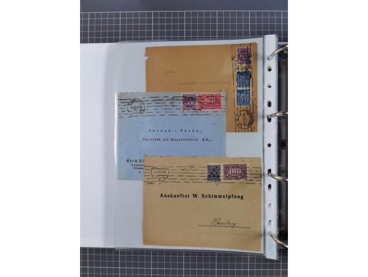 1920/23, interessante Sammlung mit ca. 570 Briefen, Karten und Ganzsachen inkl. Dienstmarken. Dabei Einzel- und Mehrfachfrank