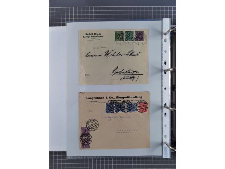 1920/23, interessante Sammlung mit ca. 570 Briefen, Karten und Ganzsachen inkl. Dienstmarken. Dabei Einzel- und Mehrfachfrank