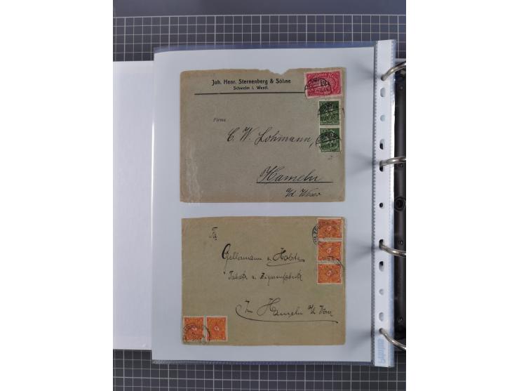 1920/23, interessante Sammlung mit ca. 570 Briefen, Karten und Ganzsachen inkl. Dienstmarken. Dabei Einzel- und Mehrfachfrank