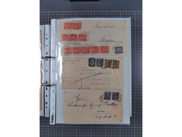 1920/23, interessante Sammlung mit ca. 570 Briefen, Karten und Ganzsachen inkl. Dienstmarken. Dabei Einzel- und Mehrfachfrank