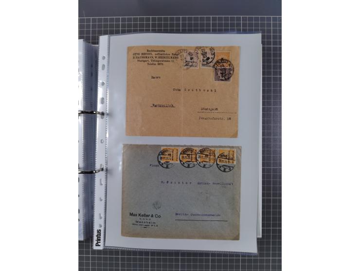 1920/23, interessante Sammlung mit ca. 570 Briefen, Karten und Ganzsachen inkl. Dienstmarken. Dabei Einzel- und Mehrfachfrank