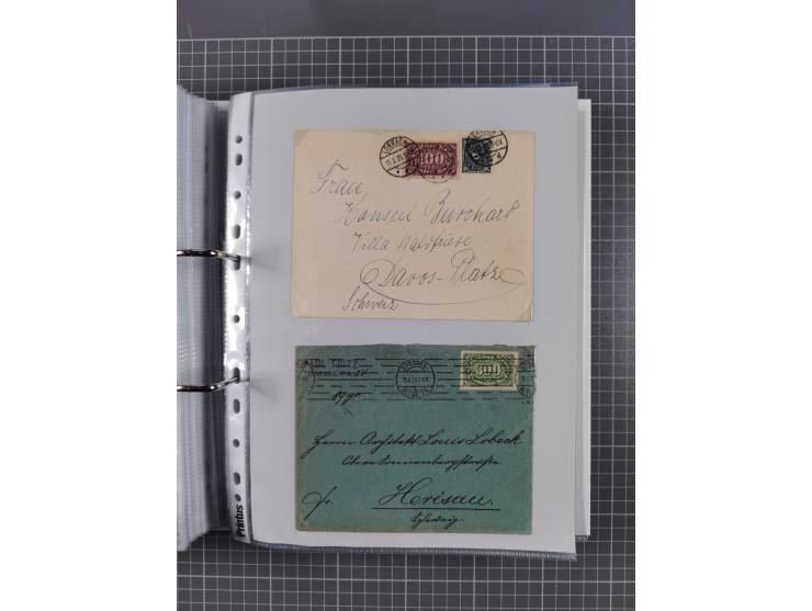 1920/23, interessante Sammlung mit ca. 570 Briefen, Karten und Ganzsachen inkl. Dienstmarken. Dabei Einzel- und Mehrfachfrank