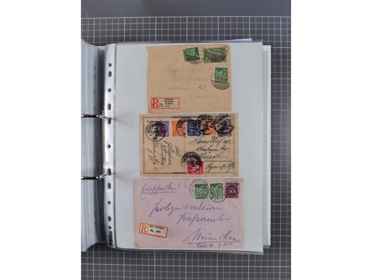 1920/23, interessante Sammlung mit ca. 570 Briefen, Karten und Ganzsachen inkl. Dienstmarken. Dabei Einzel- und Mehrfachfrank