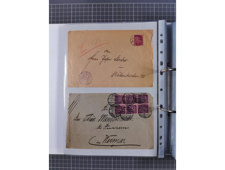 1920/23, interessante Sammlung mit ca. 570 Briefen, Karten und Ganzsachen inkl. Dienstmarken. Dabei Einzel- und Mehrfachfrank