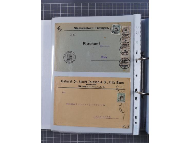 1920/23, interessante Sammlung mit ca. 570 Briefen, Karten und Ganzsachen inkl. Dienstmarken. Dabei Einzel- und Mehrfachfrank
