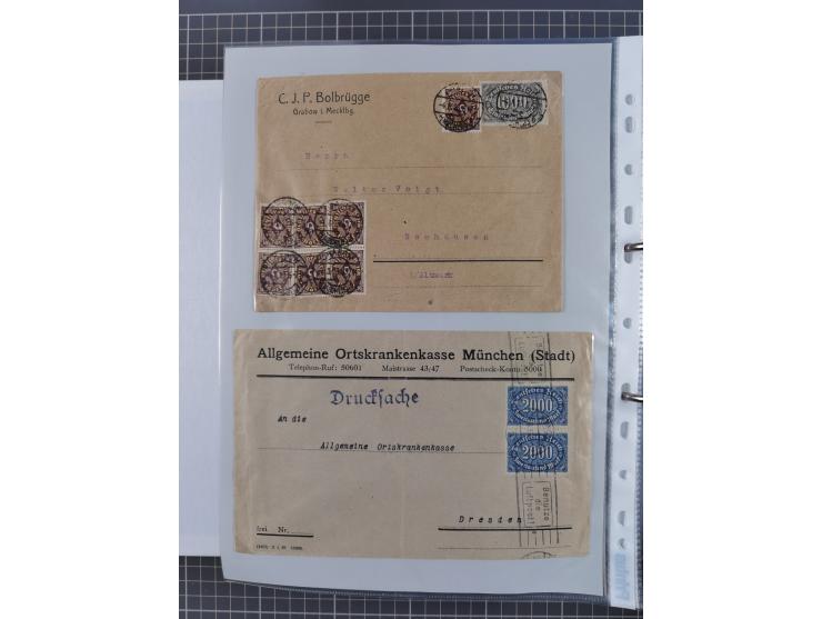 1920/23, interessante Sammlung mit ca. 570 Briefen, Karten und Ganzsachen inkl. Dienstmarken. Dabei Einzel- und Mehrfachfrank