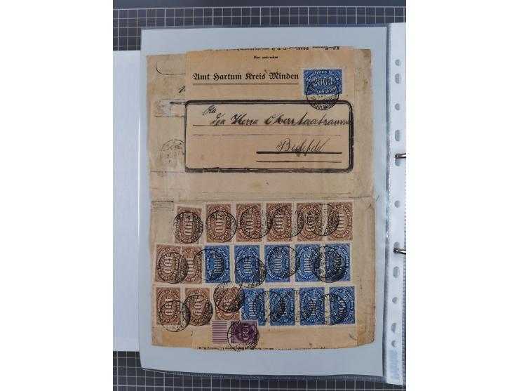 1920/23, interessante Sammlung mit ca. 570 Briefen, Karten und Ganzsachen inkl. Dienstmarken. Dabei Einzel- und Mehrfachfrank