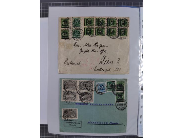 1920/23, interessante Sammlung mit ca. 570 Briefen, Karten und Ganzsachen inkl. Dienstmarken. Dabei Einzel- und Mehrfachfrank