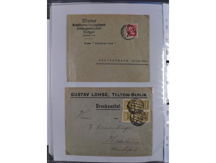 1920/23, interessante Sammlung mit ca. 570 Briefen, Karten und Ganzsachen inkl. Dienstmarken. Dabei Einzel- und Mehrfachfrank