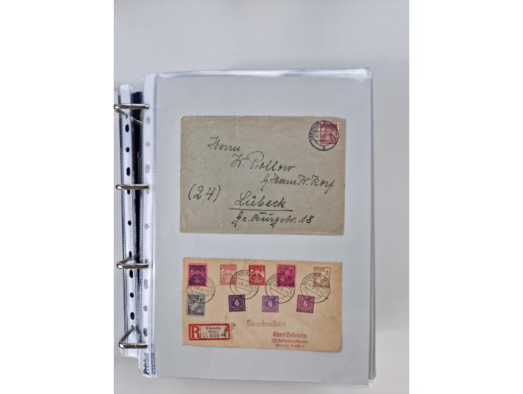 1945/49, umfangreiche Sammlung mit geschätzt 800-900 Briefen, Karten und Ganzsachen. Dabei viele R-Briefe und Satzbriefe, Bed
