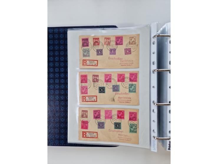 1945/49, umfangreiche Sammlung mit geschätzt 800-900 Briefen, Karten und Ganzsachen. Dabei viele R-Briefe und Satzbriefe, Bed