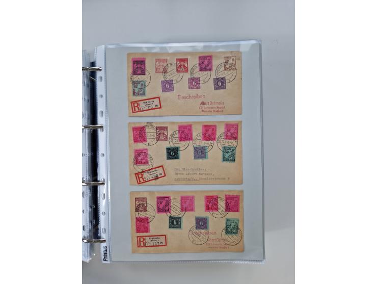1945/49, umfangreiche Sammlung mit geschätzt 800-900 Briefen, Karten und Ganzsachen. Dabei viele R-Briefe und Satzbriefe, Bed