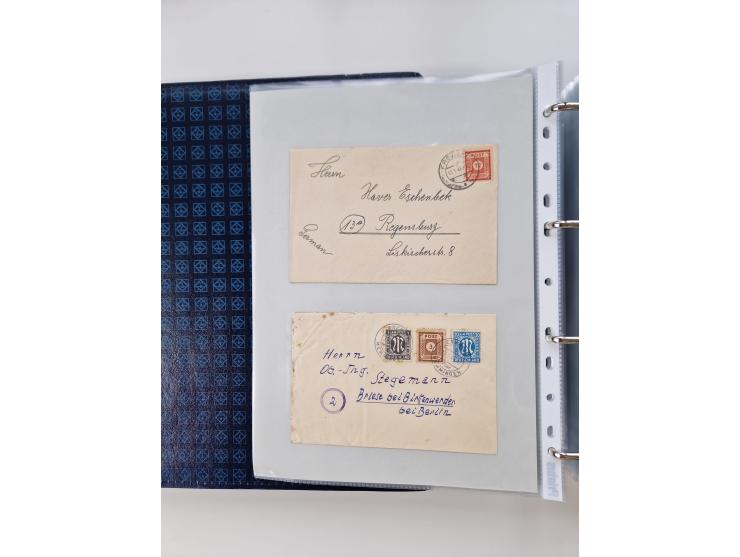 1945/49, umfangreiche Sammlung mit geschätzt 800-900 Briefen, Karten und Ganzsachen. Dabei viele R-Briefe und Satzbriefe, Bed