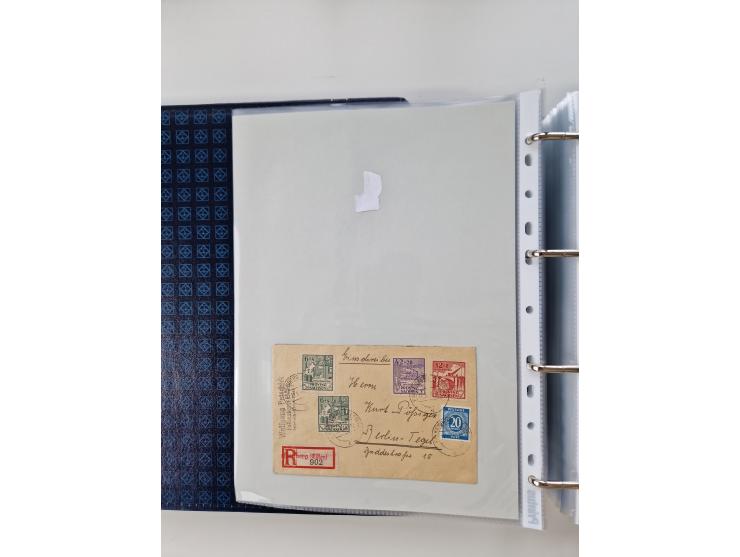 1945/49, umfangreiche Sammlung mit geschätzt 800-900 Briefen, Karten und Ganzsachen. Dabei viele R-Briefe und Satzbriefe, Bed