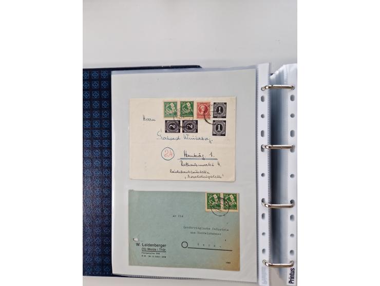 1945/49, umfangreiche Sammlung mit geschätzt 800-900 Briefen, Karten und Ganzsachen. Dabei viele R-Briefe und Satzbriefe, Bed