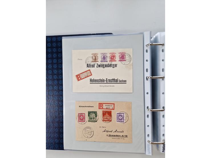 1945/49, umfangreiche Sammlung mit geschätzt 800-900 Briefen, Karten und Ganzsachen. Dabei viele R-Briefe und Satzbriefe, Bed