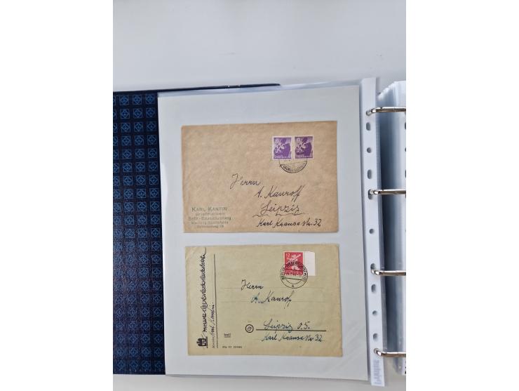 1945/49, umfangreiche Sammlung mit geschätzt 800-900 Briefen, Karten und Ganzsachen. Dabei viele R-Briefe und Satzbriefe, Bed
