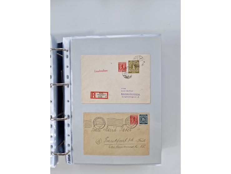 1945/49, umfangreiche Sammlung mit geschätzt 800-900 Briefen, Karten und Ganzsachen. Dabei viele R-Briefe und Satzbriefe, Bed