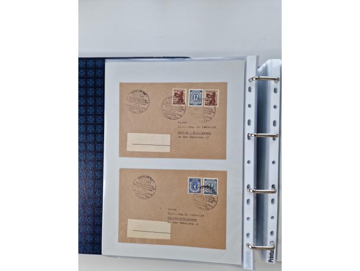 1945/49, umfangreiche Sammlung mit geschätzt 800-900 Briefen, Karten und Ganzsachen. Dabei viele R-Briefe und Satzbriefe, Bed