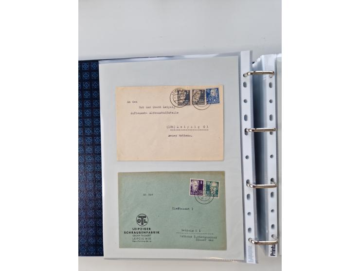1945/49, umfangreiche Sammlung mit geschätzt 800-900 Briefen, Karten und Ganzsachen. Dabei viele R-Briefe und Satzbriefe, Bed