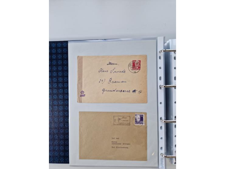 1945/49, umfangreiche Sammlung mit geschätzt 800-900 Briefen, Karten und Ganzsachen. Dabei viele R-Briefe und Satzbriefe, Bed
