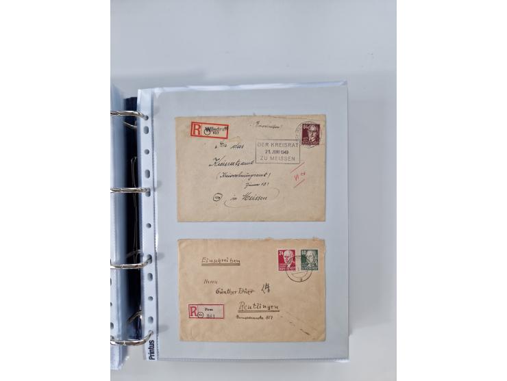 1945/49, umfangreiche Sammlung mit geschätzt 800-900 Briefen, Karten und Ganzsachen. Dabei viele R-Briefe und Satzbriefe, Bed
