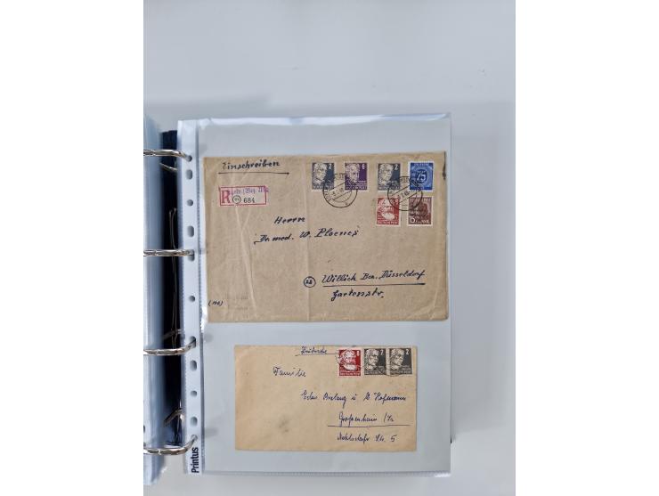 1945/49, umfangreiche Sammlung mit geschätzt 800-900 Briefen, Karten und Ganzsachen. Dabei viele R-Briefe und Satzbriefe, Bed