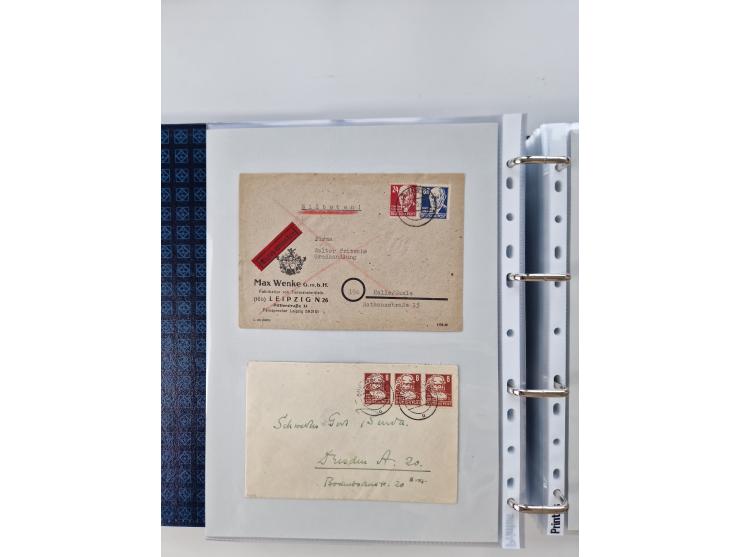 1945/49, umfangreiche Sammlung mit geschätzt 800-900 Briefen, Karten und Ganzsachen. Dabei viele R-Briefe und Satzbriefe, Bed