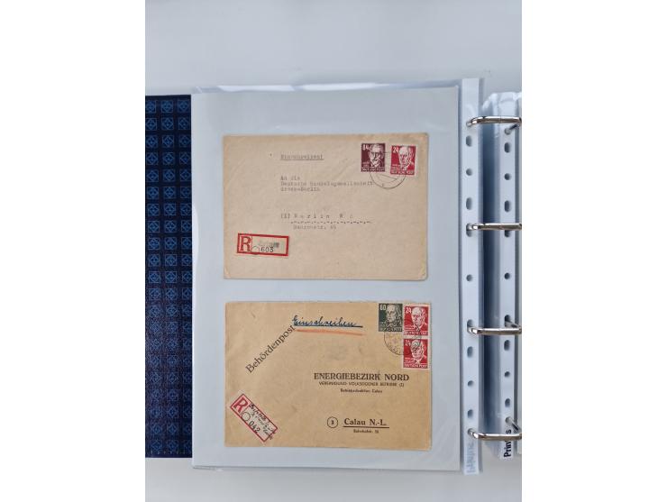 1945/49, umfangreiche Sammlung mit geschätzt 800-900 Briefen, Karten und Ganzsachen. Dabei viele R-Briefe und Satzbriefe, Bed