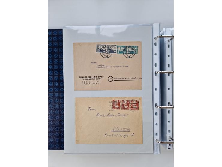 1945/49, umfangreiche Sammlung mit geschätzt 800-900 Briefen, Karten und Ganzsachen. Dabei viele R-Briefe und Satzbriefe, Bed