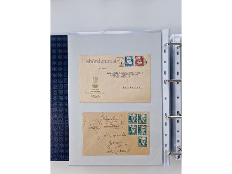 1945/49, umfangreiche Sammlung mit geschätzt 800-900 Briefen, Karten und Ganzsachen. Dabei viele R-Briefe und Satzbriefe, Bed