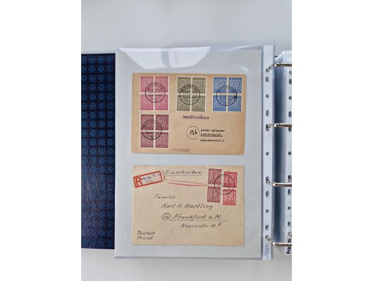 1945/49, umfangreiche Sammlung mit geschätzt 800-900 Briefen, Karten und Ganzsachen. Dabei viele R-Briefe und Satzbriefe, Bed