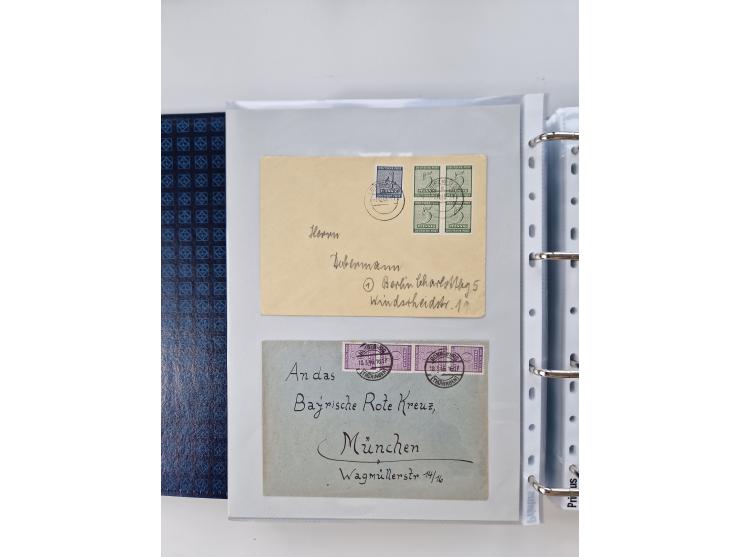 1945/49, umfangreiche Sammlung mit geschätzt 800-900 Briefen, Karten und Ganzsachen. Dabei viele R-Briefe und Satzbriefe, Bed