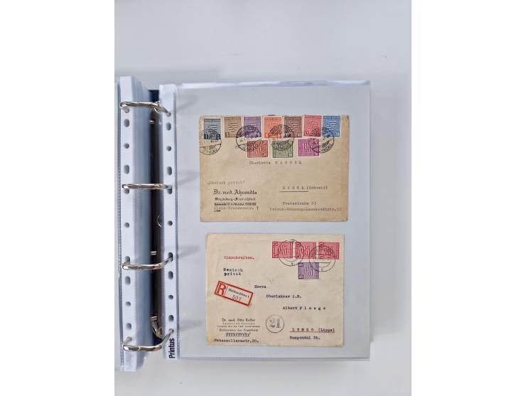 1945/49, umfangreiche Sammlung mit geschätzt 800-900 Briefen, Karten und Ganzsachen. Dabei viele R-Briefe und Satzbriefe, Bed