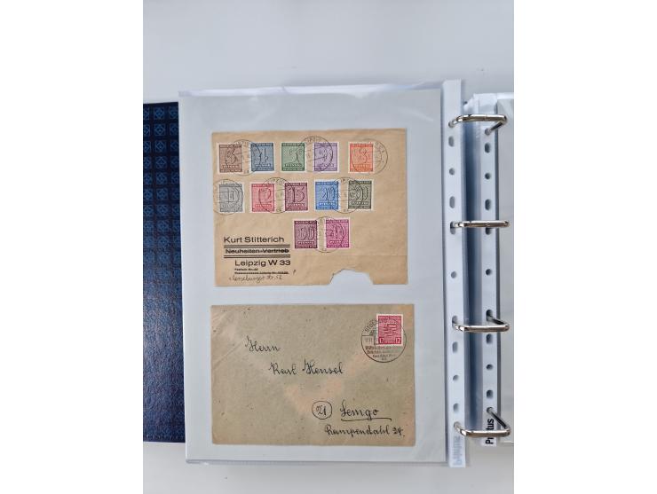 1945/49, umfangreiche Sammlung mit geschätzt 800-900 Briefen, Karten und Ganzsachen. Dabei viele R-Briefe und Satzbriefe, Bed