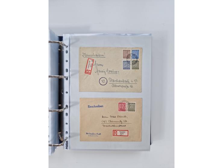 1945/49, umfangreiche Sammlung mit geschätzt 800-900 Briefen, Karten und Ganzsachen. Dabei viele R-Briefe und Satzbriefe, Bed