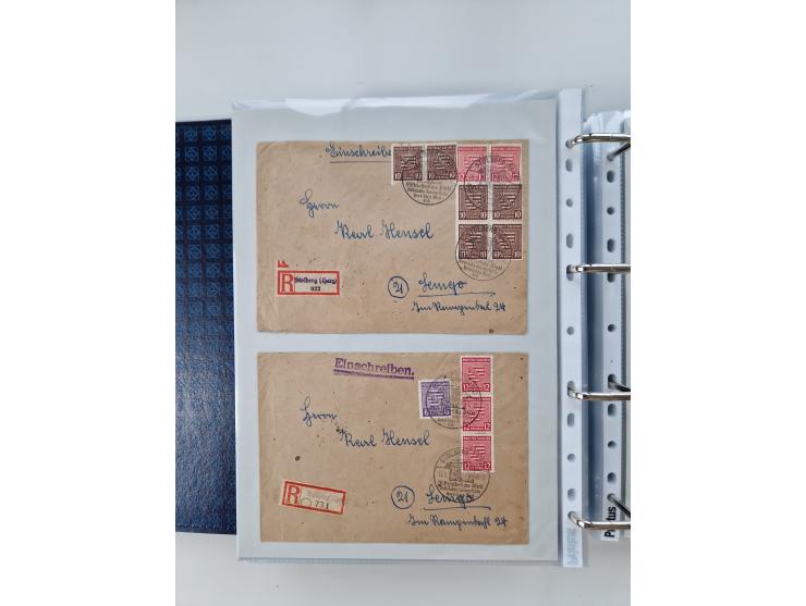 1945/49, umfangreiche Sammlung mit geschätzt 800-900 Briefen, Karten und Ganzsachen. Dabei viele R-Briefe und Satzbriefe, Bed