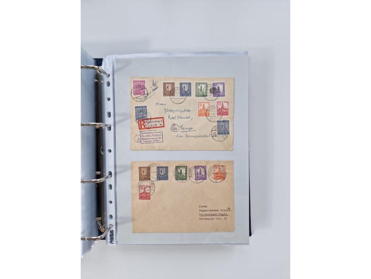 1945/49, umfangreiche Sammlung mit geschätzt 800-900 Briefen, Karten und Ganzsachen. Dabei viele R-Briefe und Satzbriefe, Bed