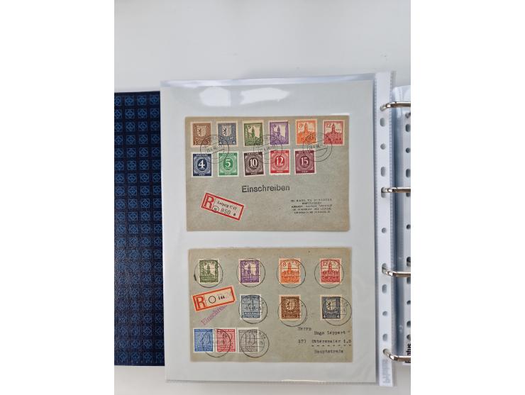 1945/49, umfangreiche Sammlung mit geschätzt 800-900 Briefen, Karten und Ganzsachen. Dabei viele R-Briefe und Satzbriefe, Bed