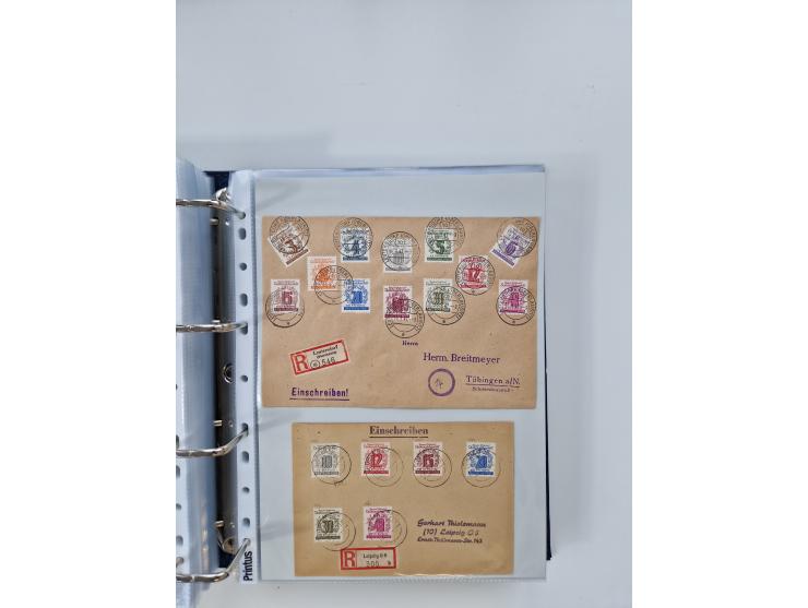 1945/49, umfangreiche Sammlung mit geschätzt 800-900 Briefen, Karten und Ganzsachen. Dabei viele R-Briefe und Satzbriefe, Bed